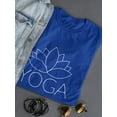 thumbnail image 3 of Lotus Spiritual Symbol Simple Line Drawing Women Royal Blue Yoga T-Shirt, Female Medium, 3 of 4