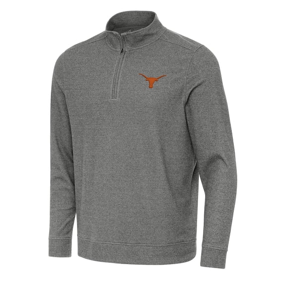 Men's Antigua Heather Black Texas Longhorns Subtle Quarter-Zip Sweatshirt