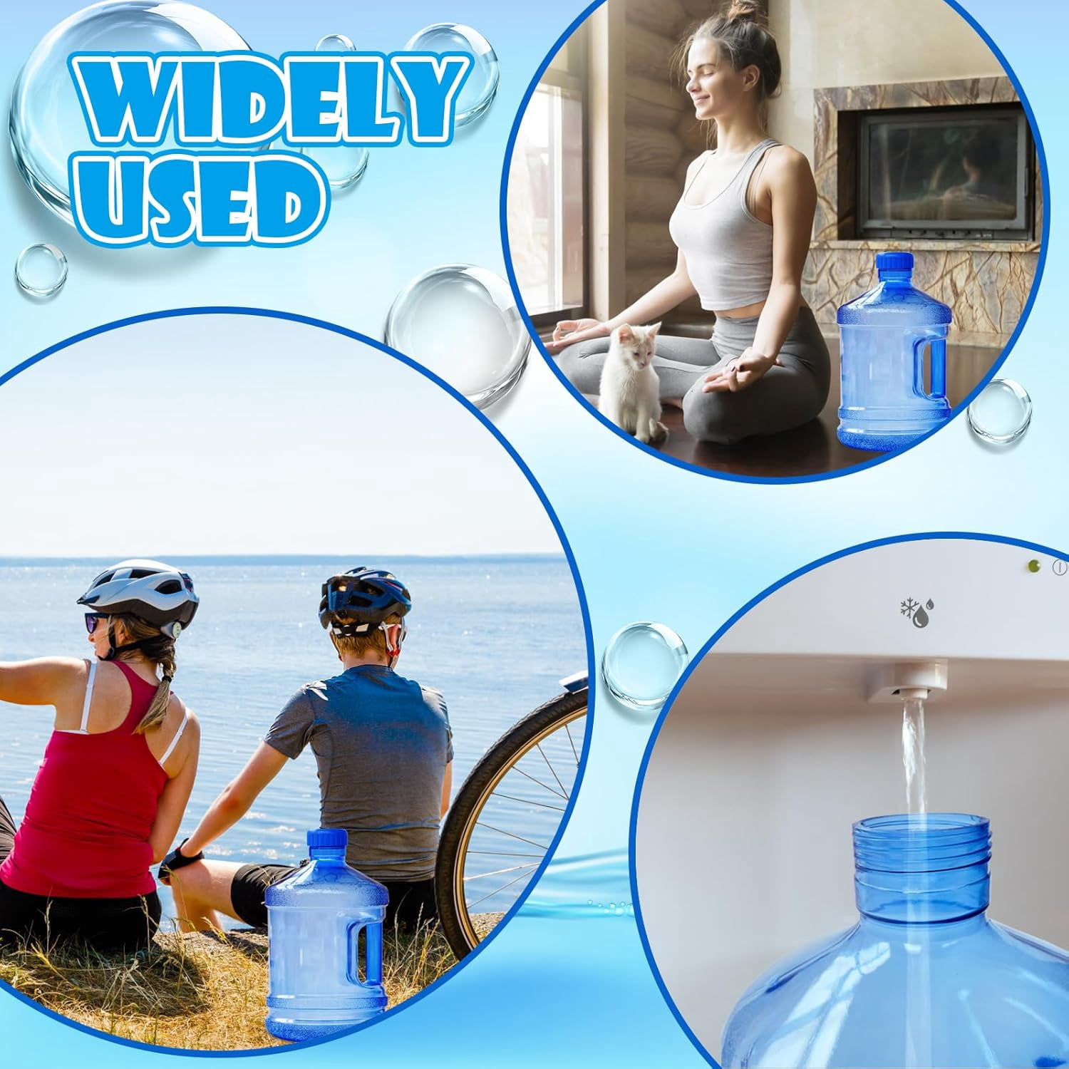 2 Pieces Round Plastic Water Jug,1 Gallon Water Bottle with Handle and Screw Cap,Large Reusable Leak Proof Bottle for Camping,Outdoor Travel,Gym