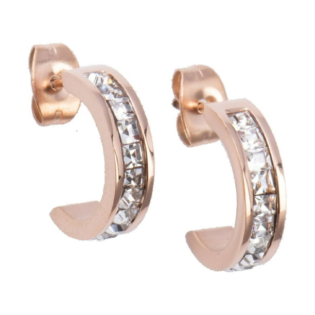 Aretes Mujer LuckyLy con Zirconia Cúbica Modelo Dara rosa UNITALLA