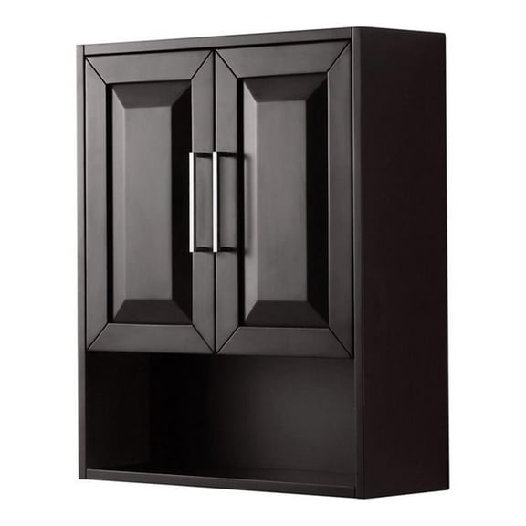 Pemberly Row Wood Wall-Mounted Storage Cabinet in Espresso/Chrome