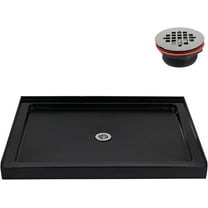 Streamline NT-2342-426-BL 42 in. x 36 in. Corner Acrylic Shower Base in Glossy Black with Right Drain, Drain Included