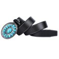 thumbnail image 4 of Cinturón de vaquero de cuero para hombre con hebilla occidental Joyería de moda Mujer 110-125cm bohemio negro Yuyangstore Vaquero de cinturón vintage, 4 of 5