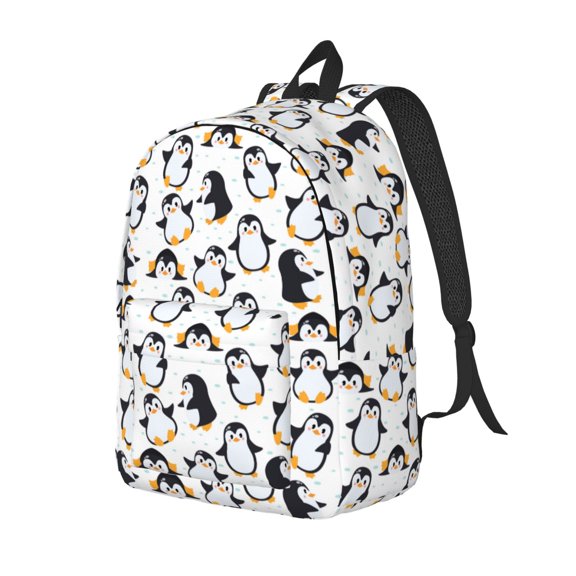 Ratiio whiter cute penguin Print Canvas Backpack for Women & Men Retro Aesthetic Rucksack Basic Backpack for High School/College Students Travel Laptop Bag