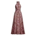 thumbnail image 6 of BODOAO Maxi Dresses for Women Floral Halter Neck Sleeveless Chiffon Pleated Long Dress, Flowy Summer Wedding Guest Outfit for Beach Vacation and Special Events Pink 3XL, 6 of 7