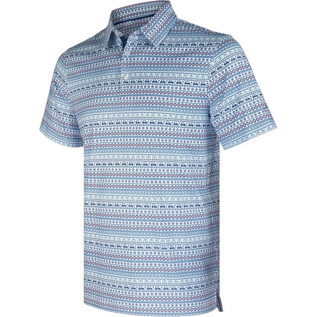 Men's Golf Shirts Short Sleeve Moisture Wicking Dry Fit Print Patterns Collared Performance Polo Golf Shirts for Men