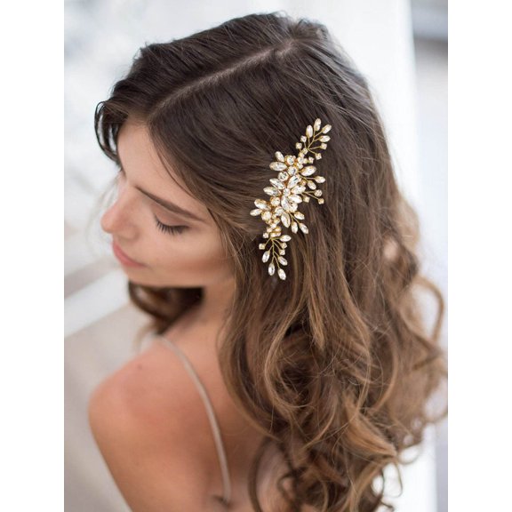 Bride Crystal Wedding Hair Comb Silver Bridal Headpiece Sparkly Rhinestone Hair Accessorie for Women and Girls (A-Silver)