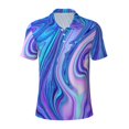 thumbnail image 2 of Daiia Swirl Blue And Purple Pattern Men’s Polo Shirts,Solid Deck Shirt,Classic Fit, Breathable Cotton Polo for Casual and Sport Wear-3X-Large, 2 of 7