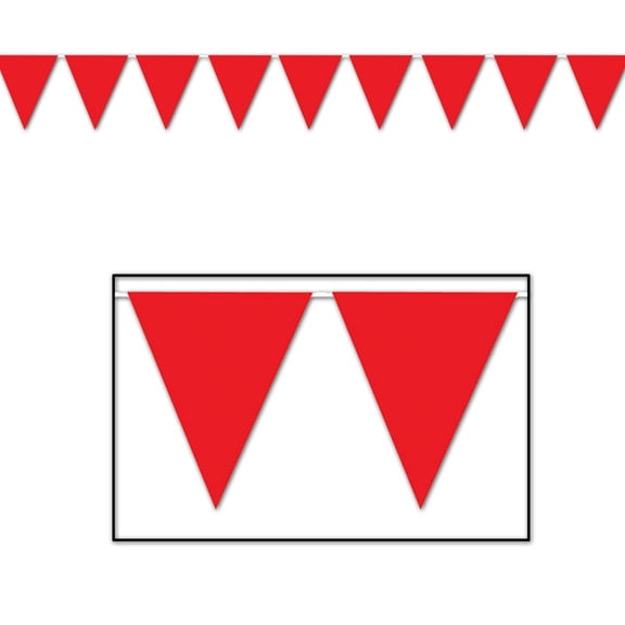 Beistle Club Pack of 12 Red Outdoor Pennant Banner Hanging Party Decorations 12'