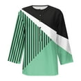 thumbnail image 4 of Pompotops Femmes Casual Manches 3/4 Imprimé Col Rond Boutonné Tunique de Base Tops T-shirts Chemisiers Dégagement, 4 of 5