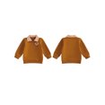 thumbnail image 2 of RUINIXCW Toddler Boy Thanksgiving Pullover Sweatshirt Quarter Zipper Lapel Neck Long Sleeve Croissant/Turkey Embroidery Tops, 2 of 9