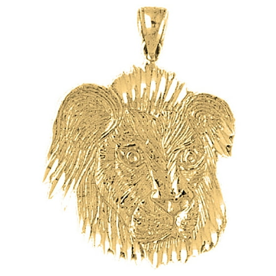 Yellow Gold Plated 925 Sterling Silver Lion Head Pendant 31 Mm Approx 2 72 Grams