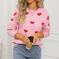 thumbnail image 6 of Lenpel Sweaters for Women Trendy Crew Neck Long Sleeve Heart Printed Knitted Pullover Tops Casual Graphic Sweaters(Pink,X-Large), 6 of 7