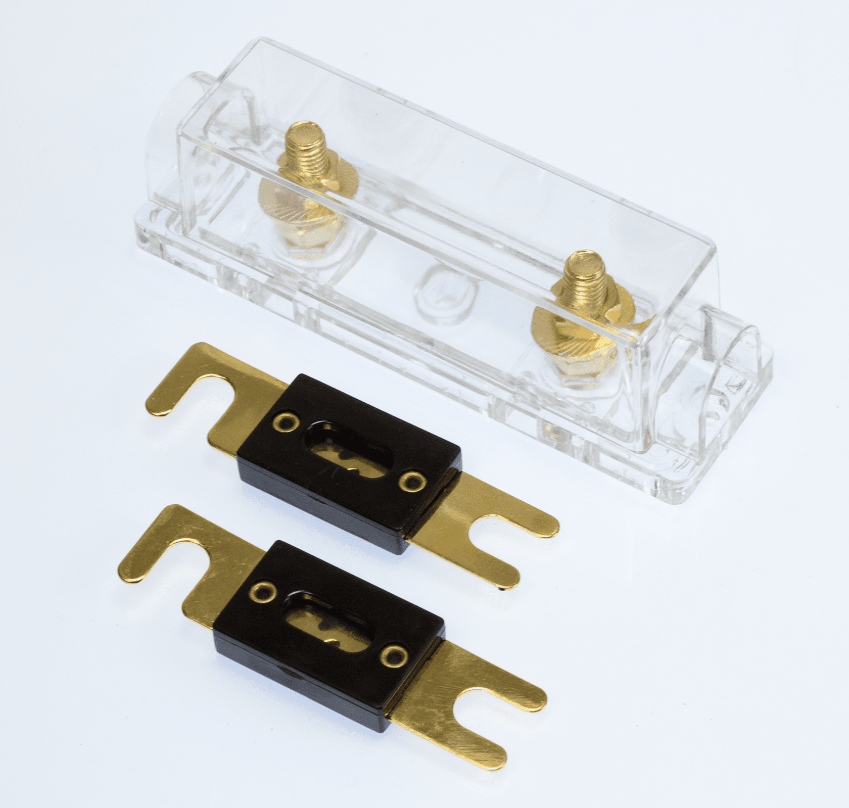 VOODOO Gold Fuse Holder 2//0 or 1//0 0 Gauge 1 Pack w// 45 Deg Angled Cover