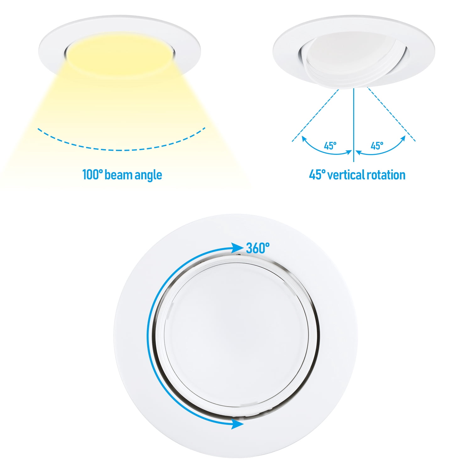 24 Pack 4" 10W Remodel Gimbal LED Recessed Downlight Dimmable, 3000K Warm White, Adjustable Retrofit Ceiling Light