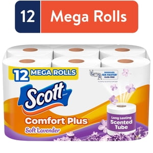 Scott ComfortPlus Toilet Paper with Lavender, 12 Mega Rolls