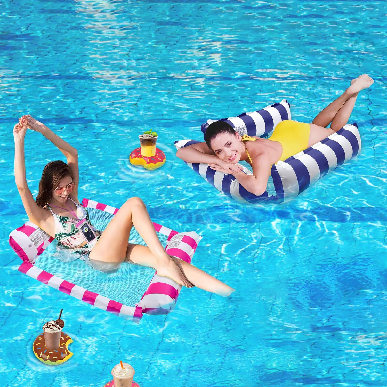 BN-LINK 4-in-1 Inflatable Pool Float Hammock, 2-Pack photo 5