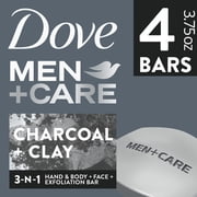 Dove Men+Care Elements Body And Face Bar Skin Care To Hydrate Skin Charcoal + Clay Cleanser More Moisturizing Than Bar Soap, 3.75 oz 4 Bar