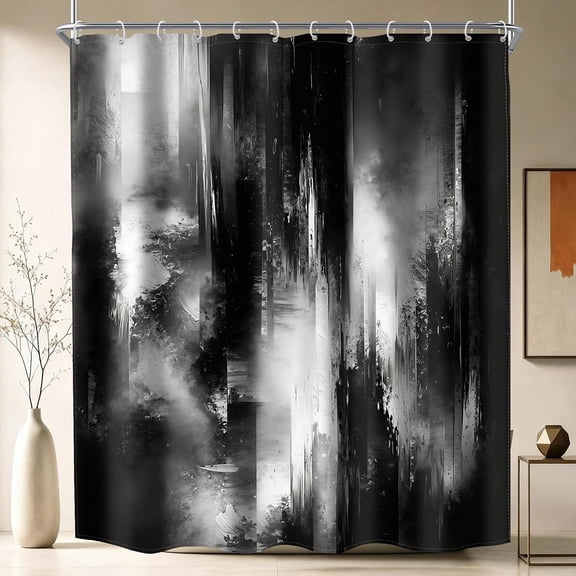 Black and White Abstract Shower Curtain Modern Minimalist Artistic Bath Curtain Waterproof Fabric Bathroom Decor 71x71 inches