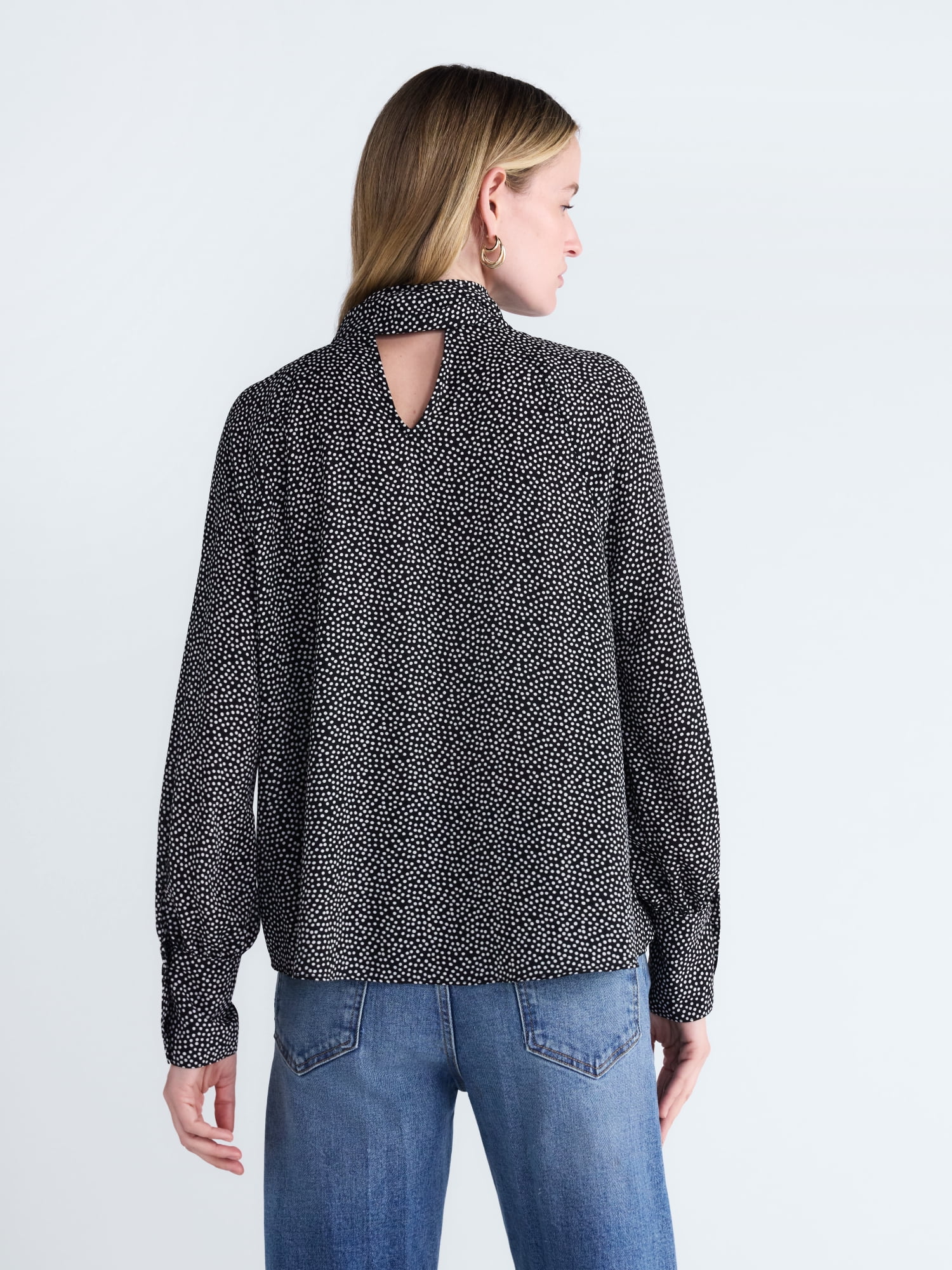 Scoop Women's and Women's Plus Tie Back Blouse, Sizes XS-4X