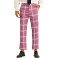 thumbnail image 1 of INSPIRE CHIC Plaid Pants for Men's Color Block Slim Fit Flat Front Checked Dress Pants S Pink, 1 of 4