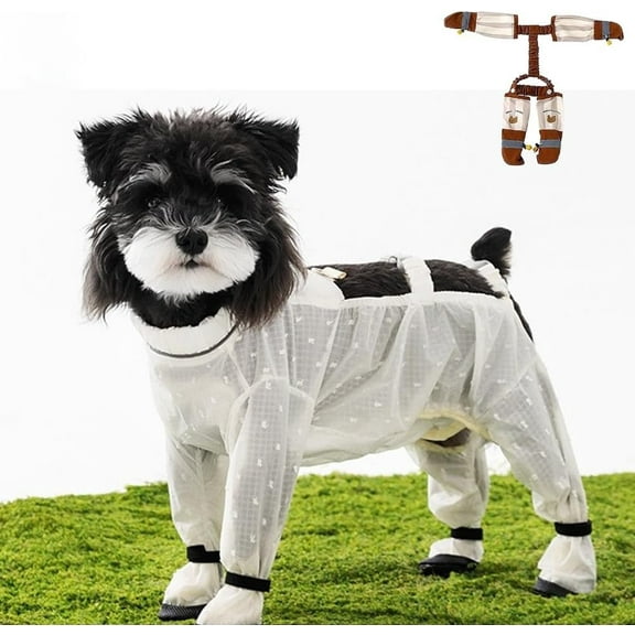 Pet Anti Dust Pants, Anti-Slip Waterproof Rain/Snow Boots with Adjustable Suspender, Dog Paw Protector Shoes Outdoor Walking/Hiking Dirty-Proof Belly for Small, Medium-Sized Dog(#C,Small)