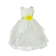 thumbnail image 3 of Ekidsbridal Ivory Lemon Shimmering Organza Flower Girl Dress Junior Beauty Pageant Mini Bridal Gown Ballroom Dance Recital 4613T M, 3 of 3