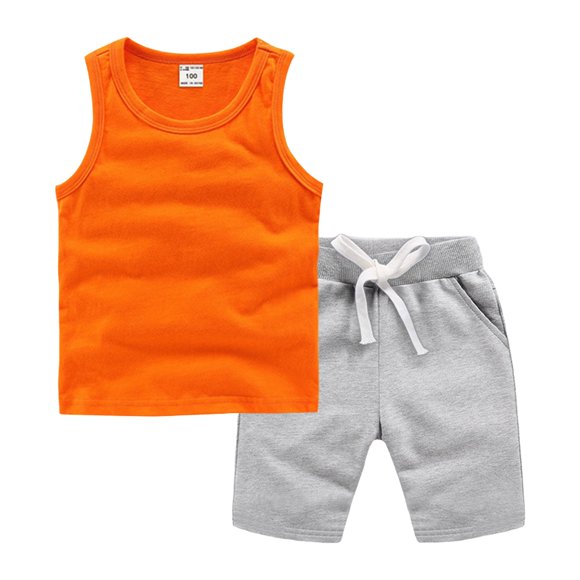 DXOUPM Boys Clothes 2 Piece Summer Outfits Basketball Athletic Mesh Tank Top and Shorts for Kids