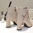 thumbnail image 6 of Ankle Boots for Women Fashionable Casual Daily Chunky Heel Point Toe Solid Color Versatile Style Mid Heel Ankle Boots with Belt Buckle, 6 of 9