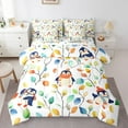 thumbnail image 2 of Erosebridal Cute Penguin Queen Comforter Set 7pcs Hippie Floral Bedding Comforter Sets, Chic Flower Bed in a Bag Watercolor Leaves Bedding Set, Antarctic Wildlife Bed Sheets Set, 2 of 5