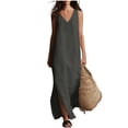 thumbnail image 2 of Hvogkswy Summer Maxi Dresses for Women Solid Sleeveless V Neck Linen Dress Boho Loose FLowy Casual Beach Vacation Long Dress, 2 of 8