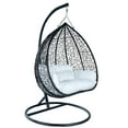 thumbnail image 3 of LeisureMod Hanging Swing Chair Two-Person Seater Teardrop Design Weave Pattern in Black Stainless Steel Frame with Removable Cushion for Indoor and Outdoor Recluse Collection in White, 3 of 10