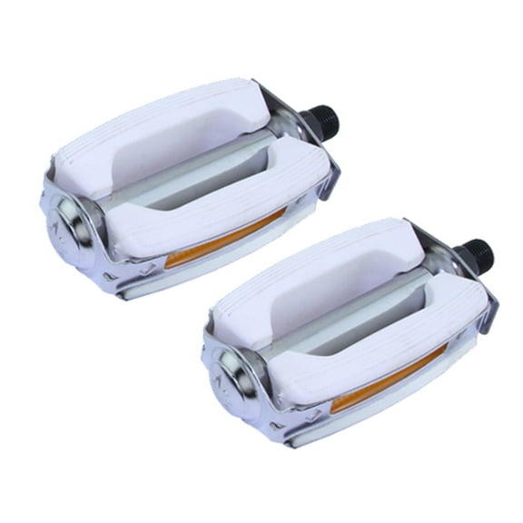 Alta Bicycle Pedals Krate PVC Metal, Multiple Colors & Sizes. (White/Steel Bicycle Chrome , 9/16")