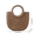 thumbnail image 3 of Handmade Straw Rattan Woven Semicircle Tote Bag, Summer Beach Handbag for Women, Portable Half-Moon Shape Shoulder Bag for Travel Vacation Daily Shopping, A, 3 of 7