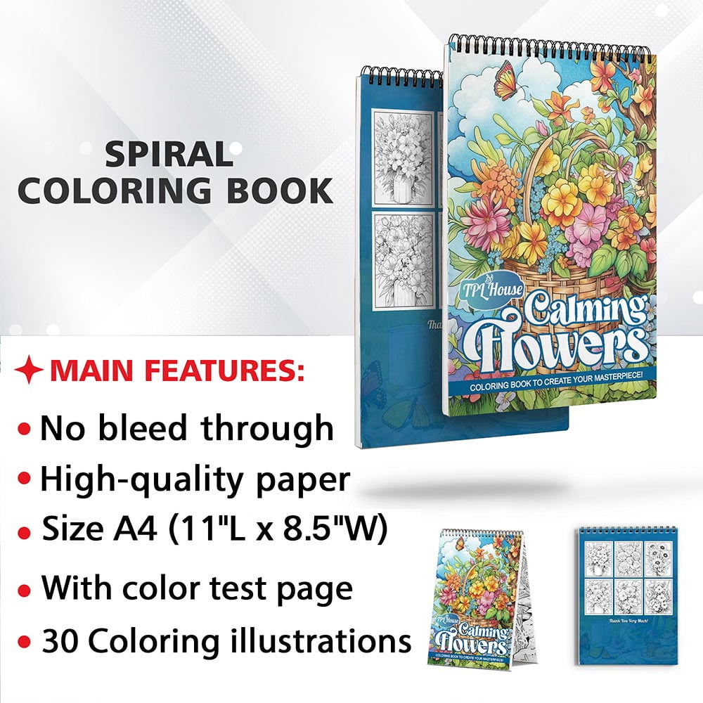 TPLHOUSE Christmas Nutcracker Coloring Book Spiral Bound for Adult, Premium Cover