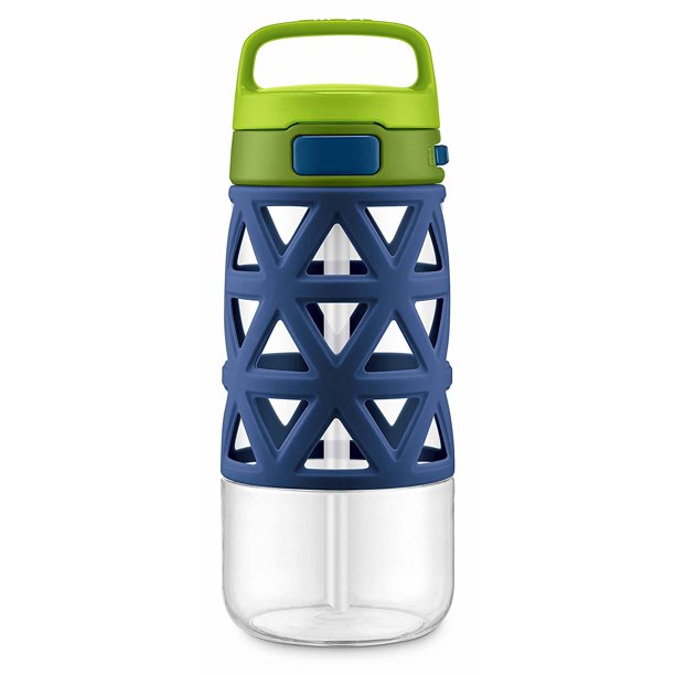 Skylar Tritan Plastic Water Bottle, Navy/Green 16 oz - Walmart.com ...