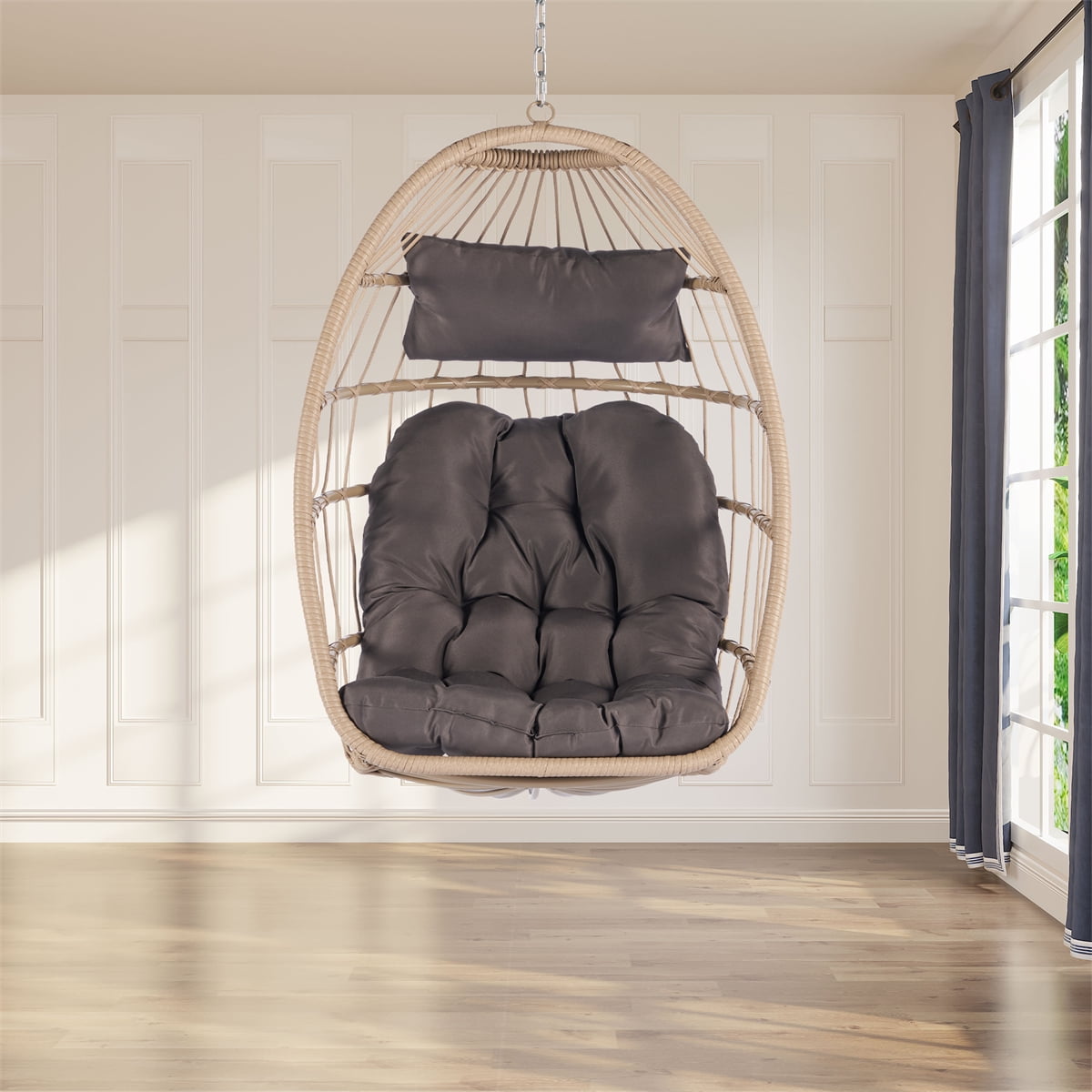 Hanging Egg Chair Without Stand, Folding Outdoor Egg Swing Chair with
