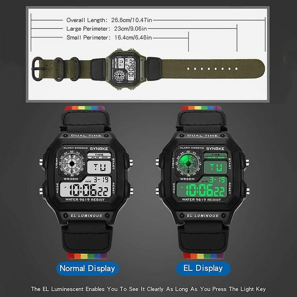 Synoke 9619c Luminous Waterproof Sports Square Student Watch Black Walmart