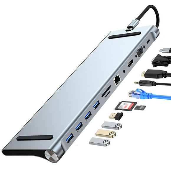 BELOVING Hub USB Coque en Aluminium Facile à Utiliser Portable avec Port PD 100W Plusieurs Ports 11 Ports