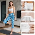 thumbnail image 7 of SCRAWLGOD Daisy Blue Cozy Capri Leggings for Women, High Waist Non-See-Through Yoga Pants with Pockets, Breathable Tummy Control Athletic Cropped Tights, XS, 7 of 7