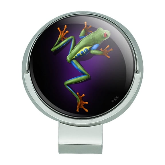 South American Tree Frog Neon Golf Hat Clip With Magnetic Ball Marker