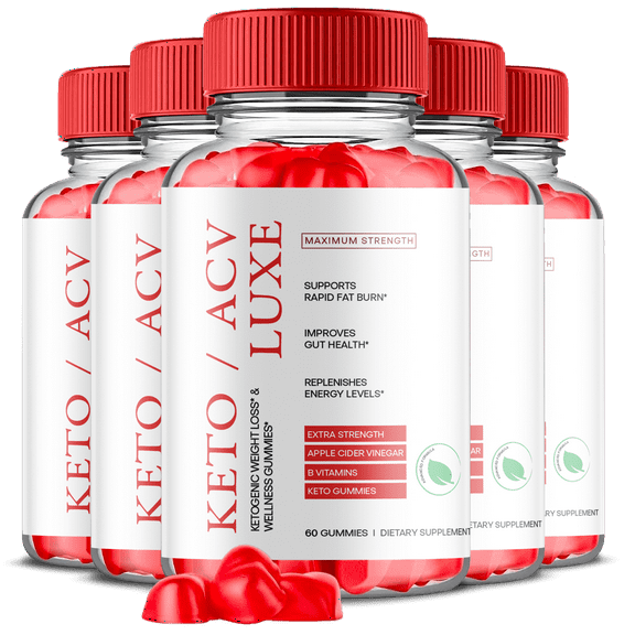 (5 Pack) Luxe Keto ACV Gummies - Energy & Focus Boosting Dietary Supplements for Weight Management & Metabolism - Fat Burn - 300 Gummies