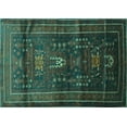 thumbnail image 1 of Ahgly Company Machine Washable Indoor Rectangle Persian Turquoise Blue Traditional Area Rugs, 7' x 9', 1 of 4