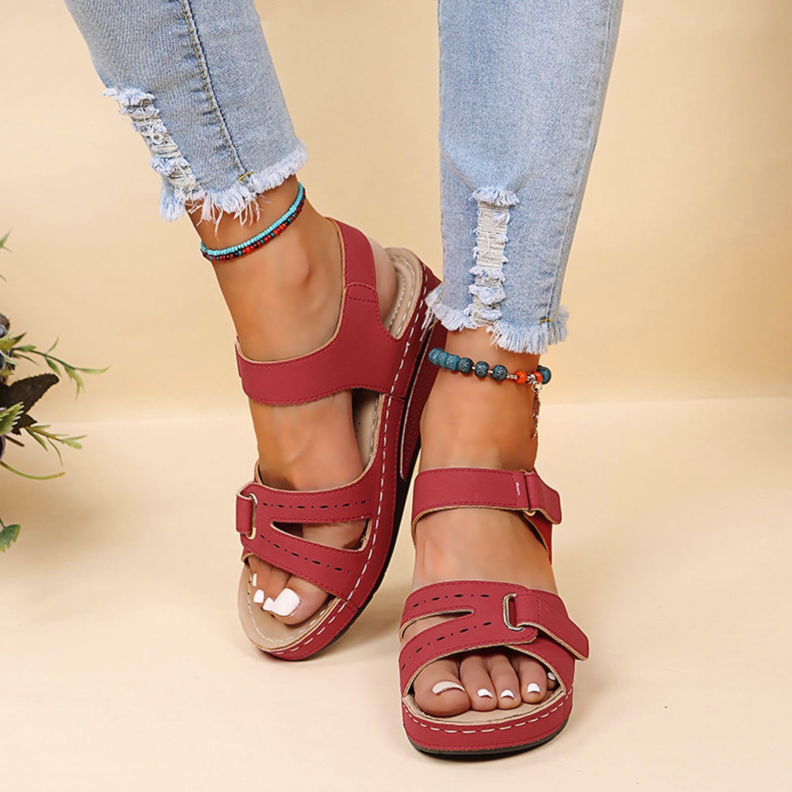Women'S Sandals On Clearance Summer Ladies Slippers Casual Women'S Shoes Lightweight Platform Wedges Sandals Rollback