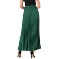 thumbnail image 3 of INSPIRE CHIC Women's Pleated Skirt Elastic High Waist Belted Flowy A-Line Maxi Skirt M Dark Green, 3 of 6