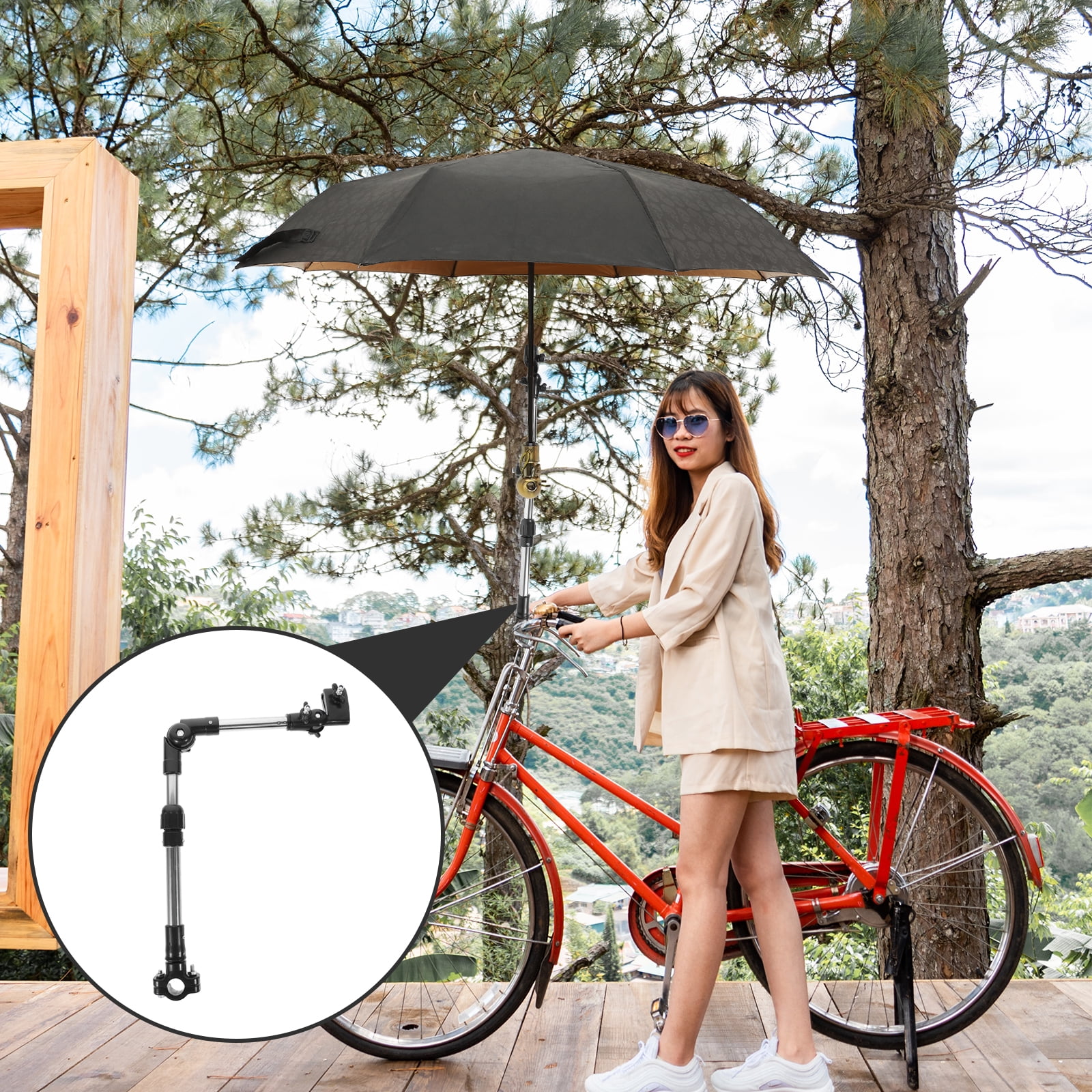 Black telescopic Electric Beach Chair Umbrella Holder Outdoor Rack Metal