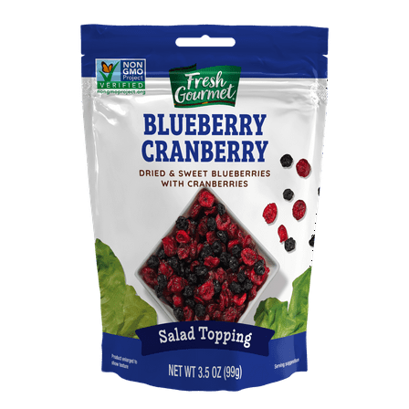 Fresh Gourmet Dried Sweet Blueberries and Cranberries, Salad Topping, 3.5 oz