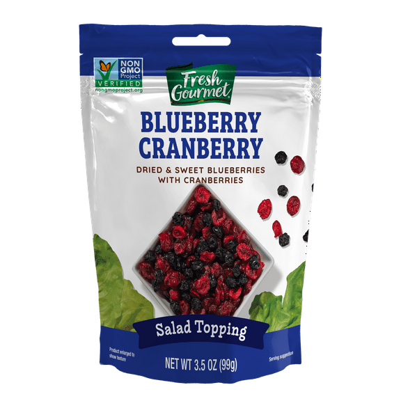 Fresh Gourmet Dried Sweet Blueberries and Cranberries, Salad Topping, 3.5 oz