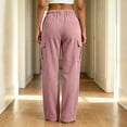 thumbnail image 6 of Cmtiyu Women's Cargo Pants, Baggy High Waist Drawstring Wide Leg Pants with Pockets, Casual Outdoor Jogger Pants, S-2XL, 6 of 8