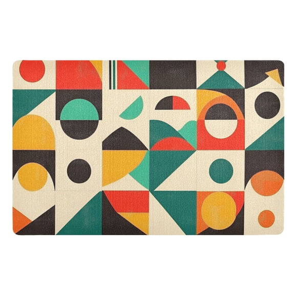 Yayeee Doormat for Indoor Entrance 32" x 20" Non Slippery Floor Rug, Beige Geometric